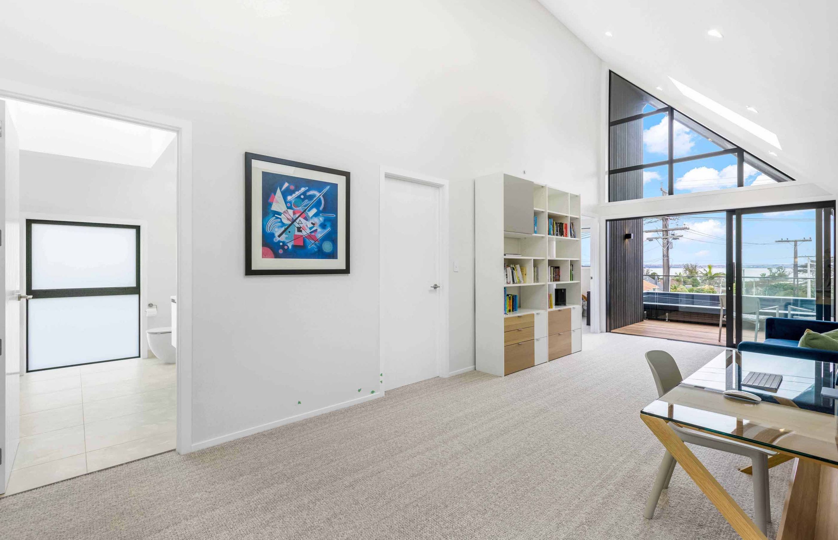 A view of the Waitemata Harbour can be enjoyed from the upstairs living space.