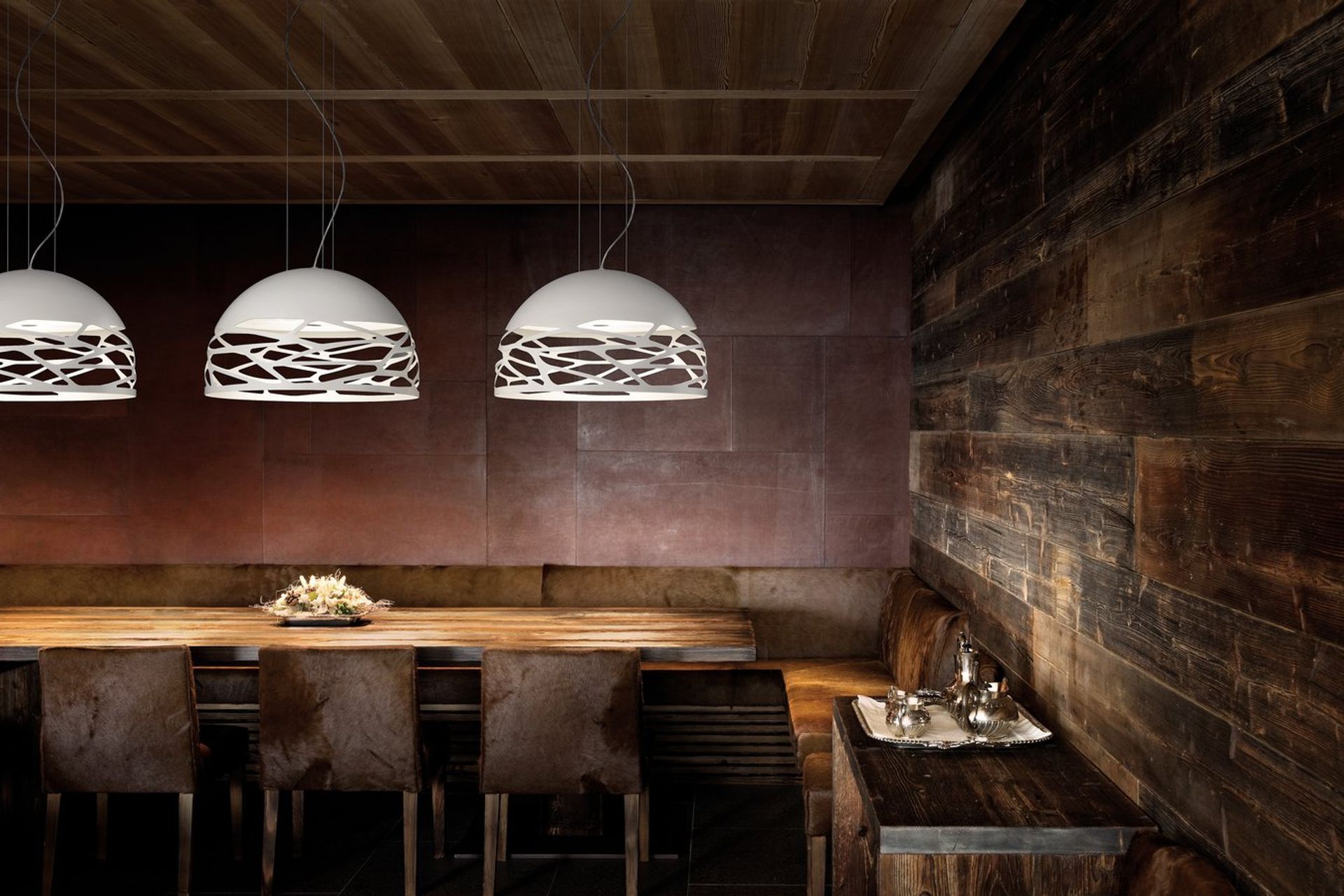 The Kelly Dome Pendant Light is a beautiful mix of organic and industrial forms that creates instant impact.