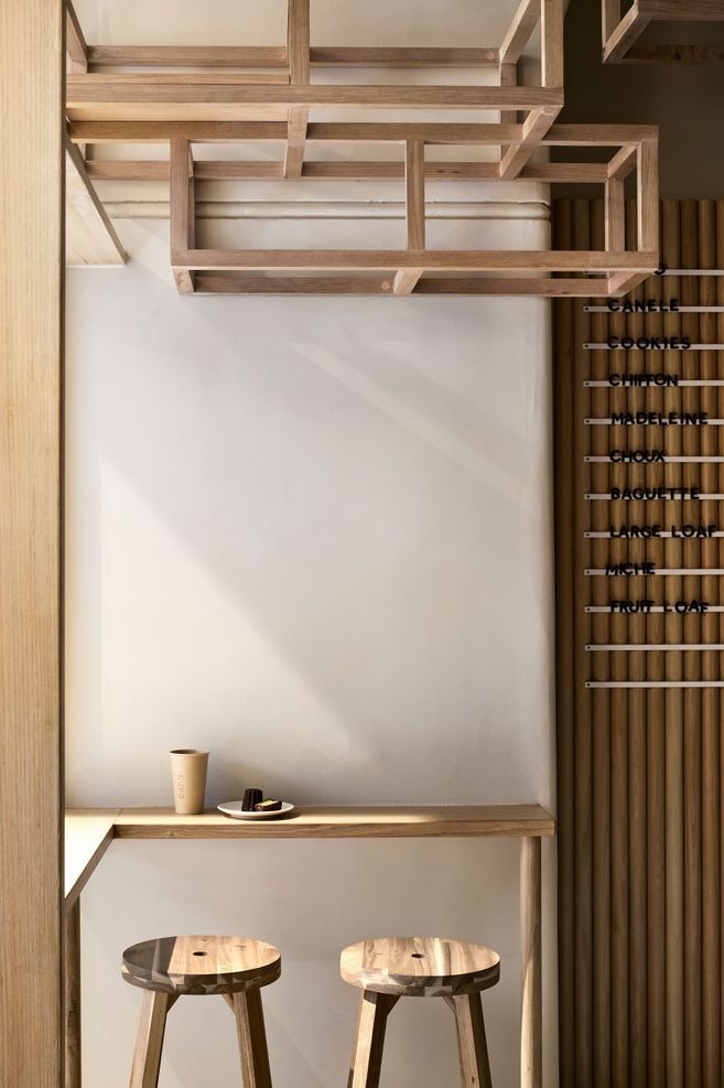 Visitors can sit at the front of the space to enjoy their coffee and baked goods.