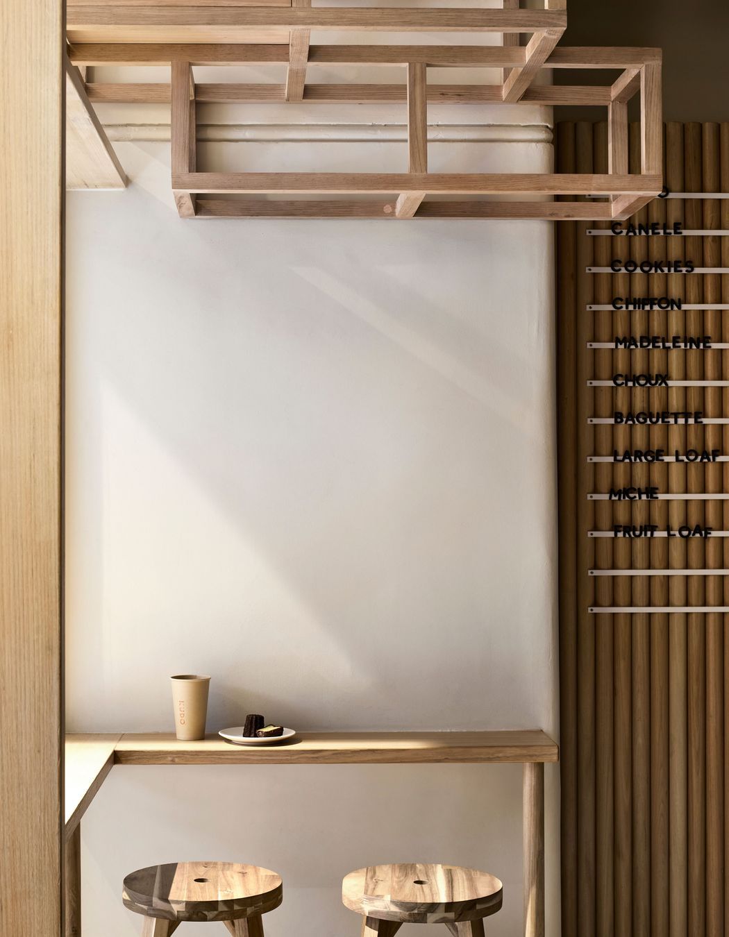 Visitors can sit at the front of the space to enjoy their coffee and baked goods.