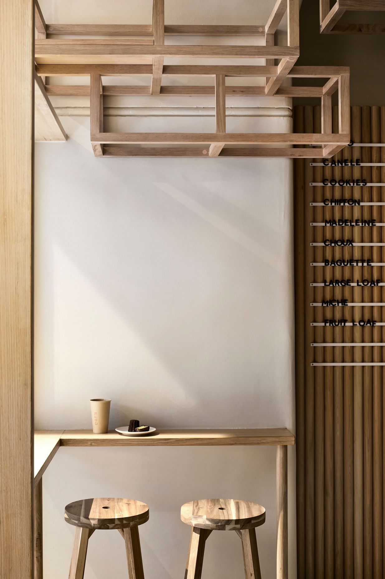 Visitors can sit at the front of the space to enjoy their coffee and baked goods.