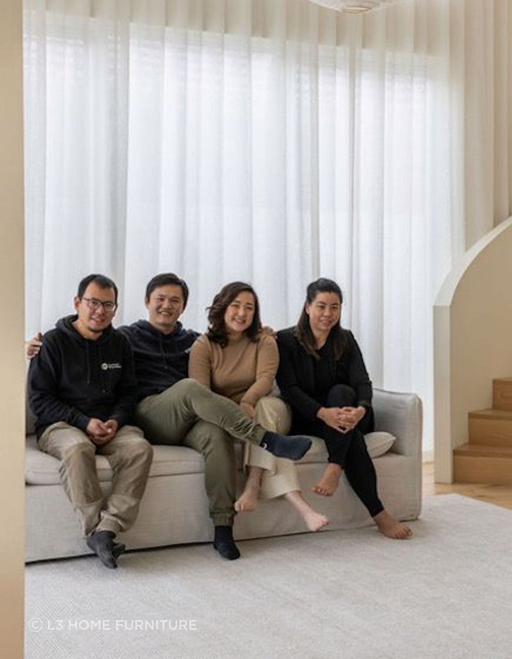 L-R: Din (Operations Manager), John, Genji (Founders) and Reena (Art Director) at L3 Home.