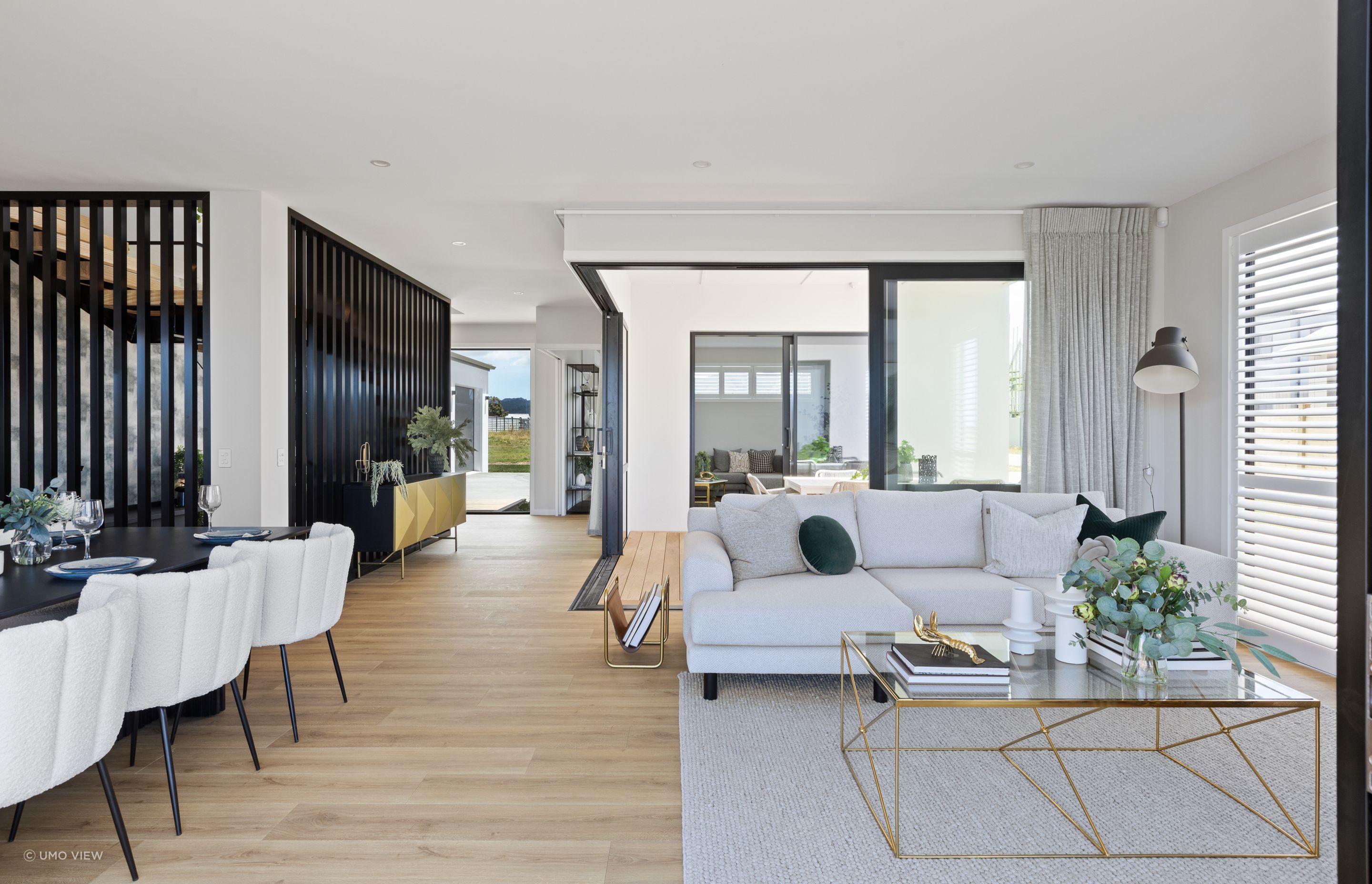 The heart of the home is the living area, which includes a thoughtfully designed kitchen, a welcoming lounge and a versatile family room.