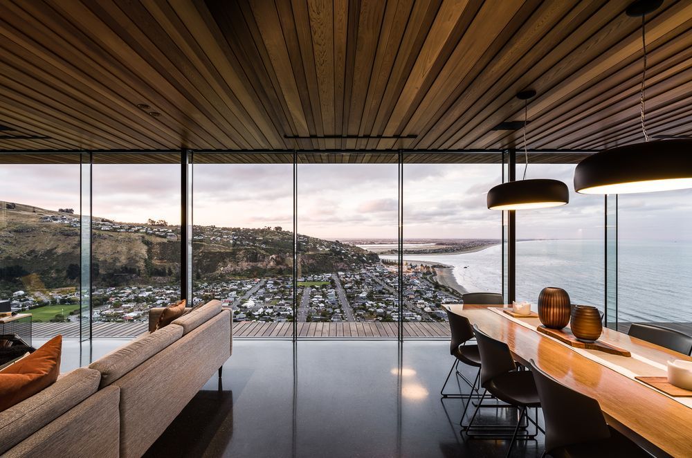 The home captures stunning views across the Christchurch suburb of Sumner.