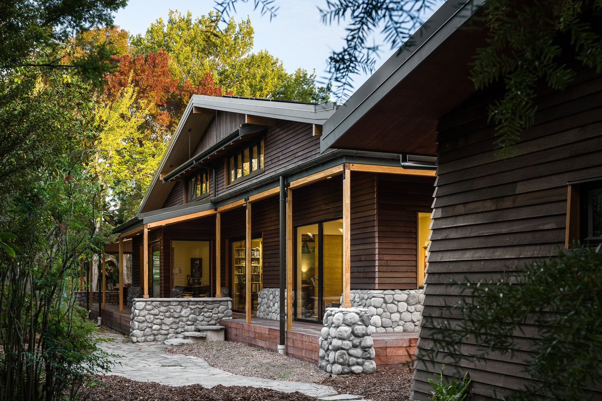 An engawa, a Japanese wrap-around covered veranda,  protects the home from overheating.