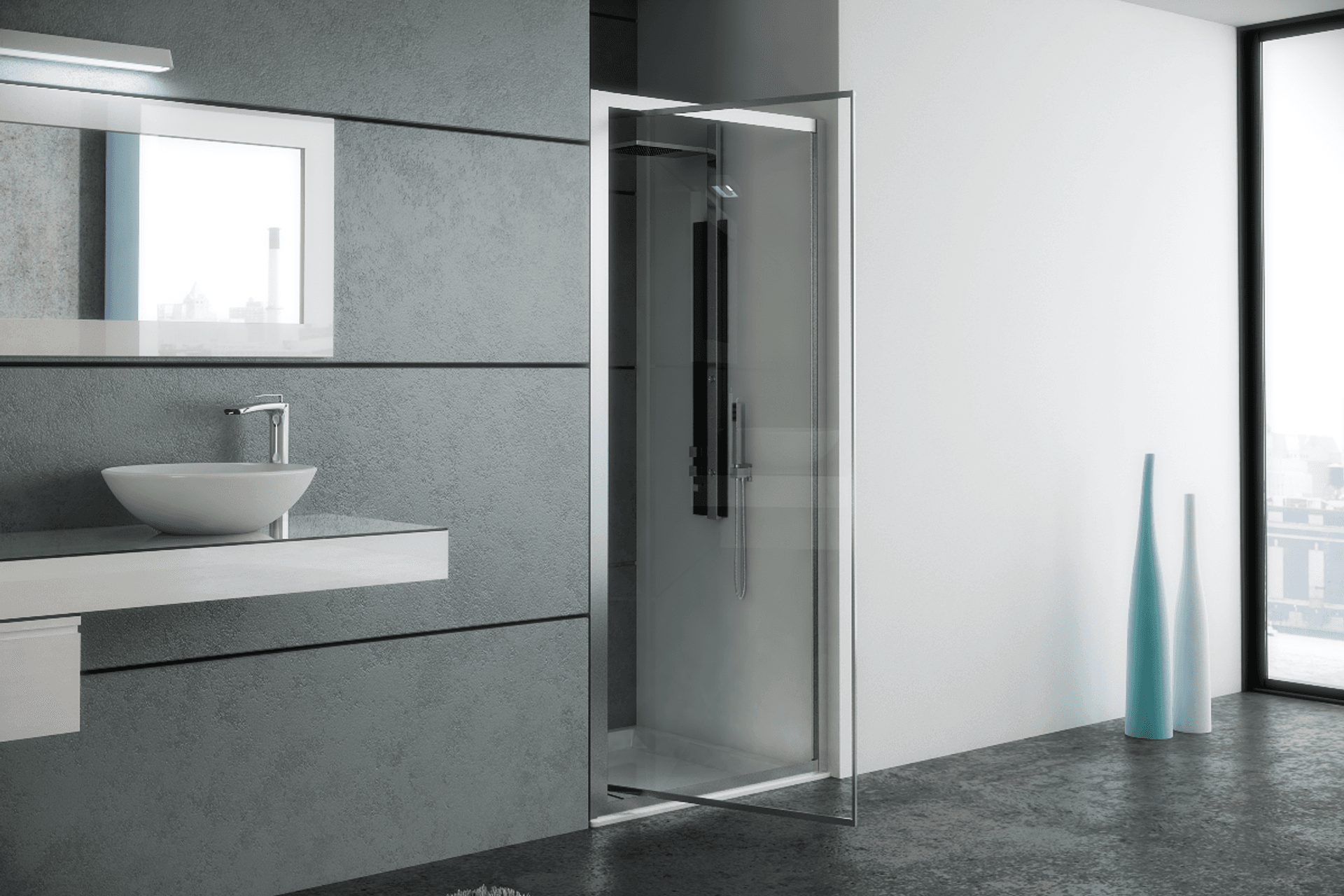 If you're after a space saving solution than the Lucca Infold Shower offers a sleek and modern solution