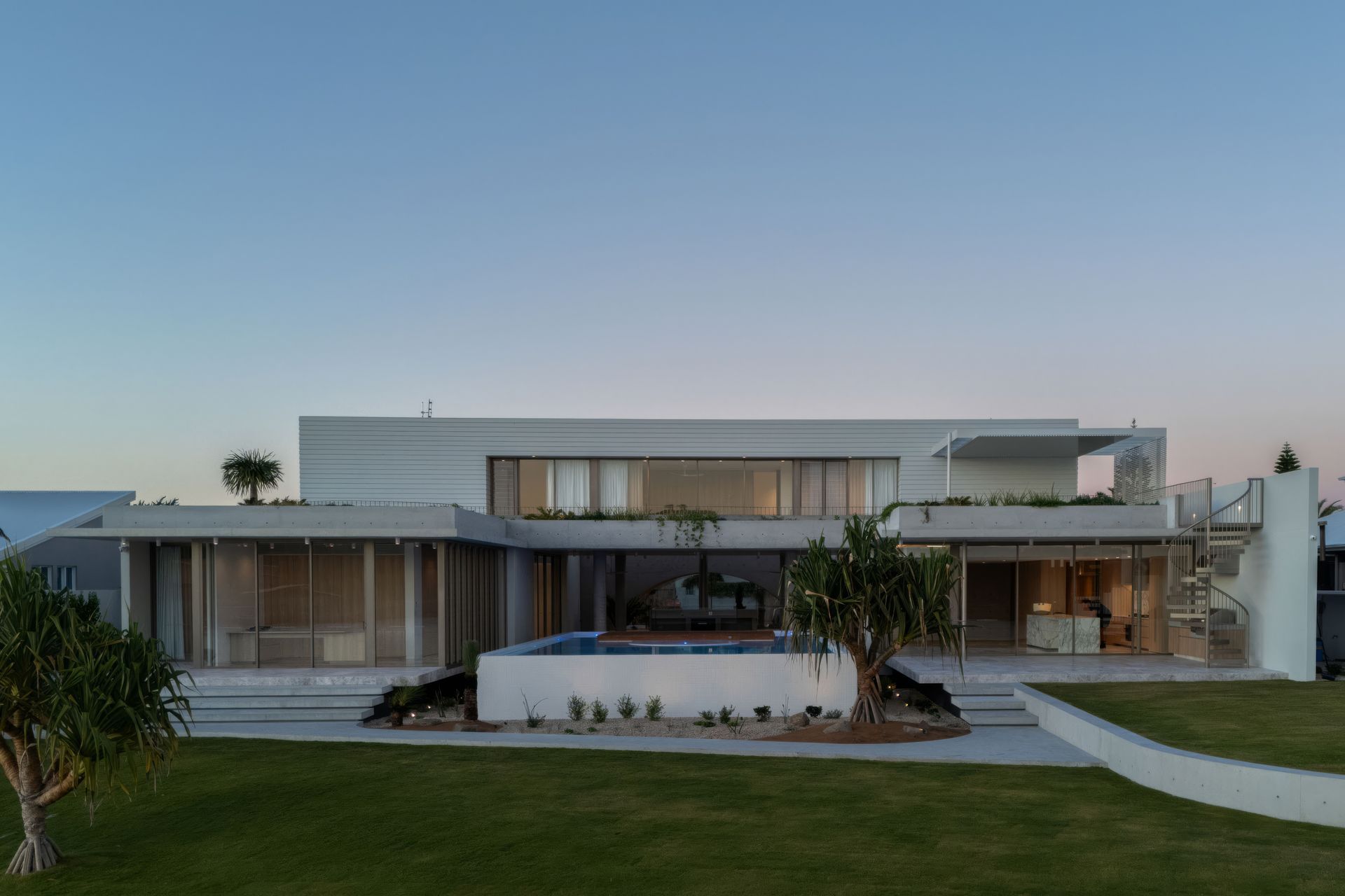 Many of the home's rooms enjoy a direct view out to the waterway.