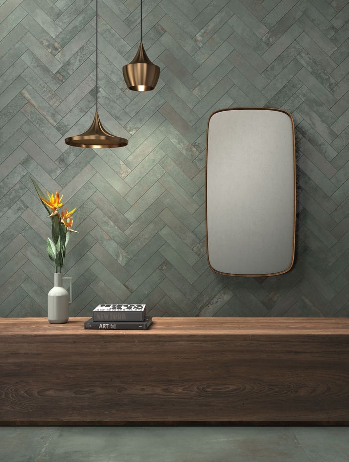 The OXID wall tile range gives off an industrial mood.
