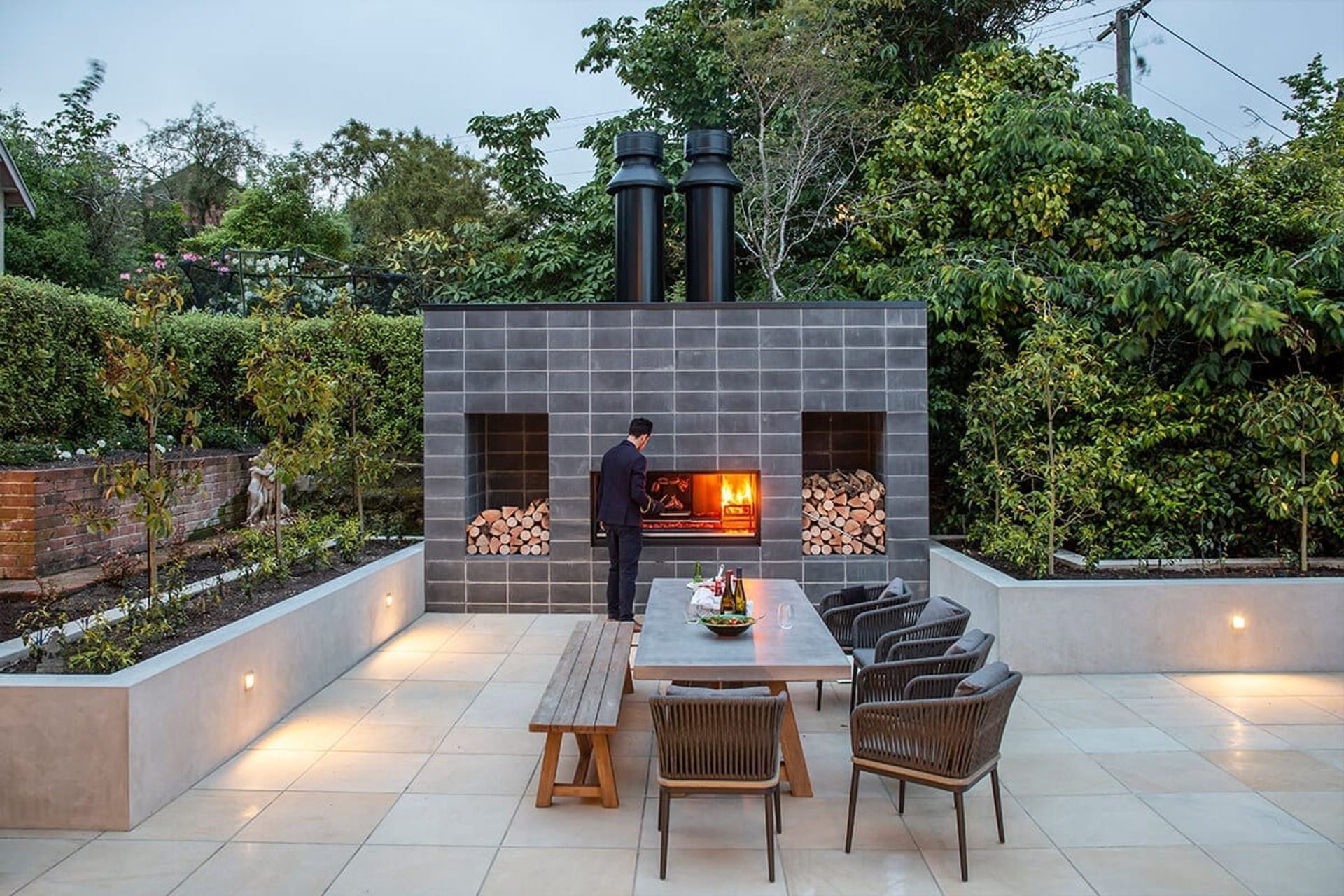 The amazing Escea Outdoor Fireplace Kitchen makes an incredible statement in any space