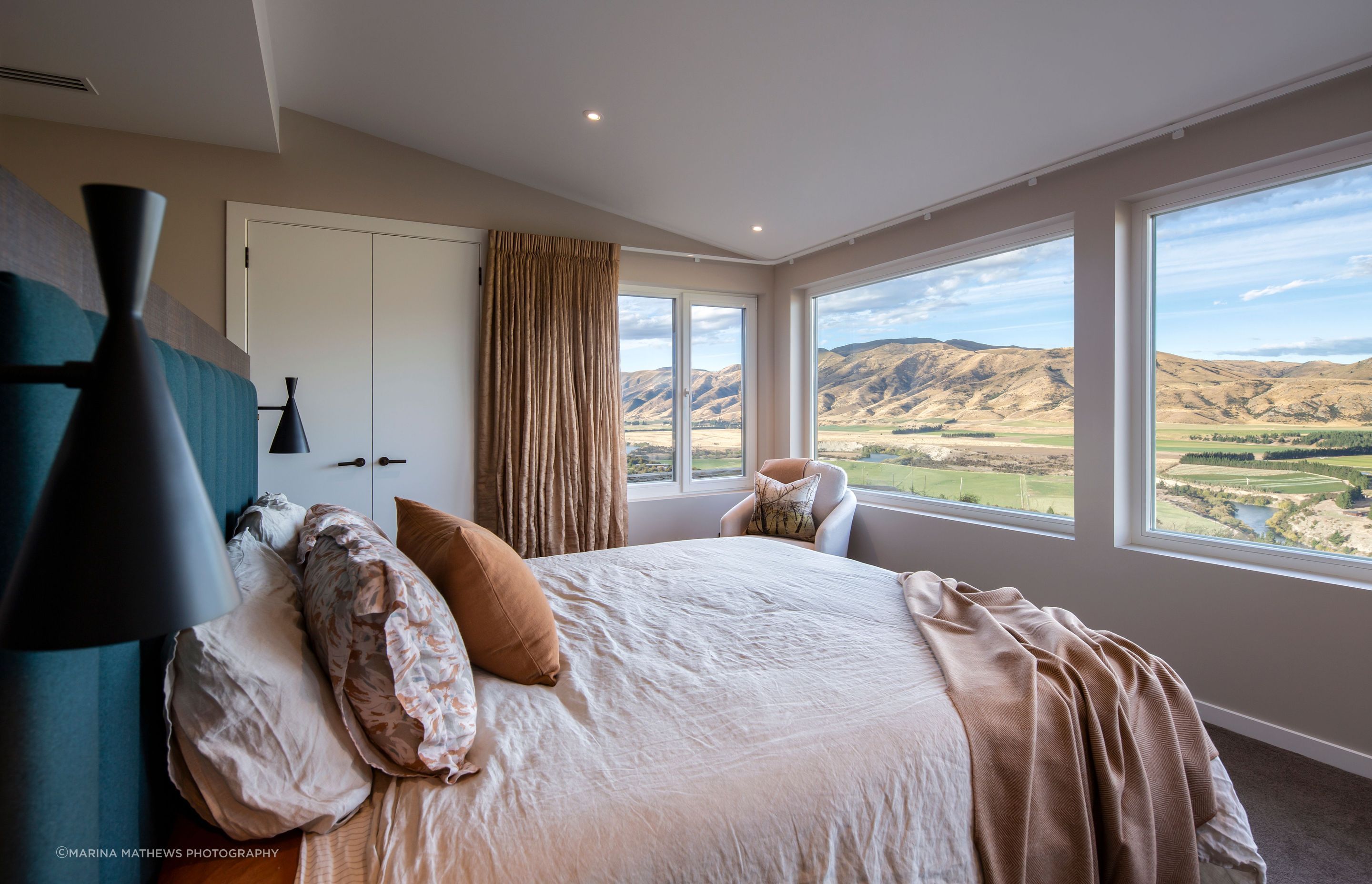 The master bedroom takes in a panoramic view.