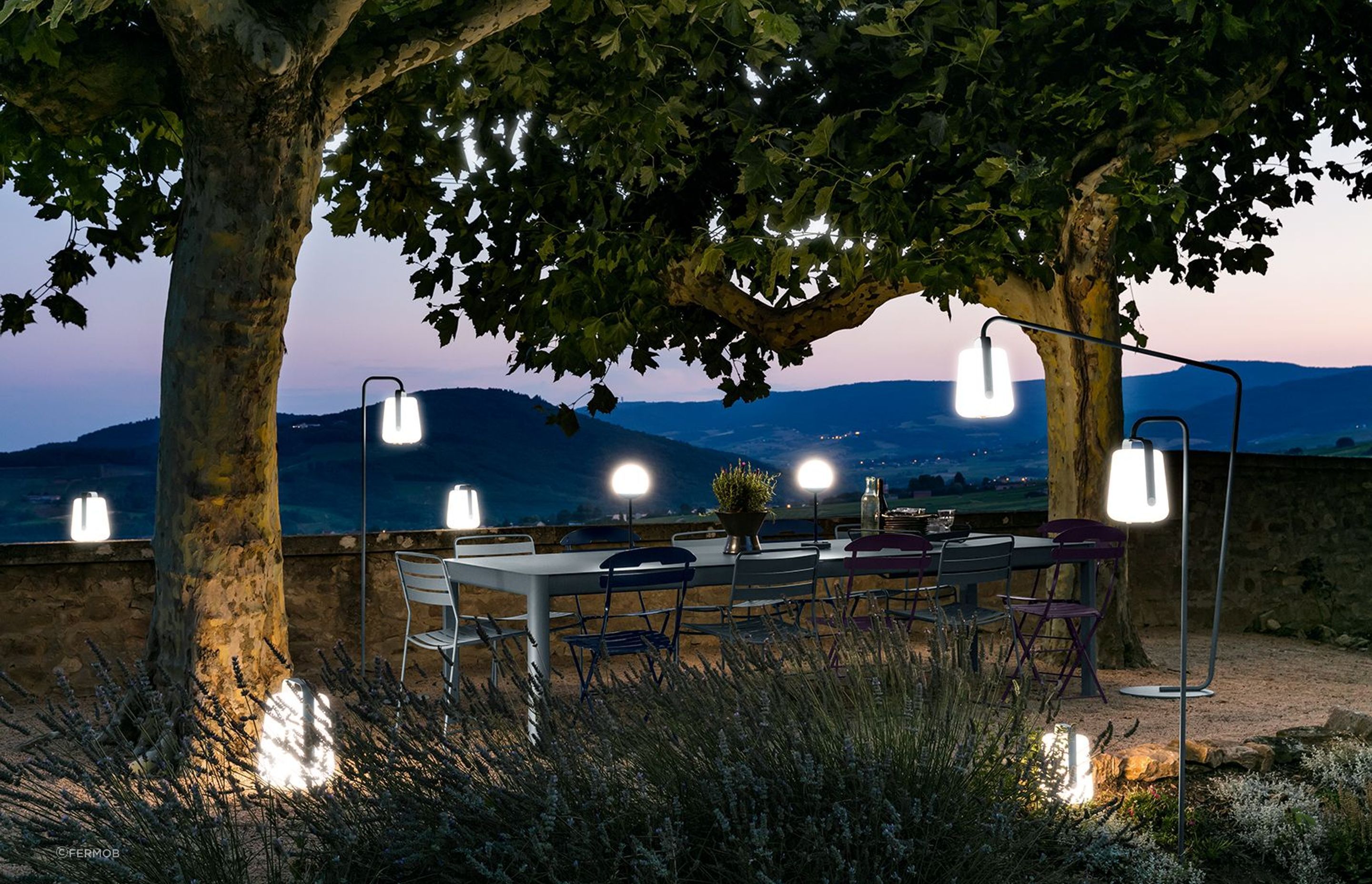 The trendy Mooon! Lamp is battery powered so can be used in a number of different ways including as path lights to your outdoor kitchen and dining area