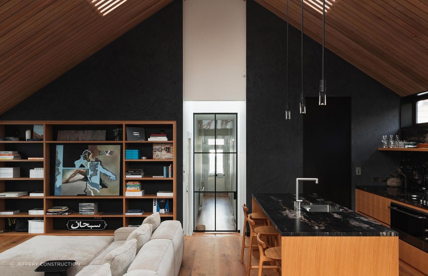 The black modern extension at the rear adds a whole new dimension to the interior design. | Photography: Jeremy Hooper