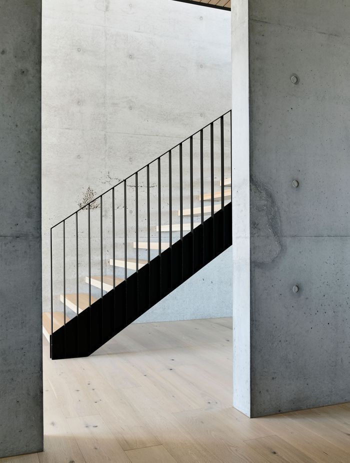 The stairwell lets light into the bottom floor.