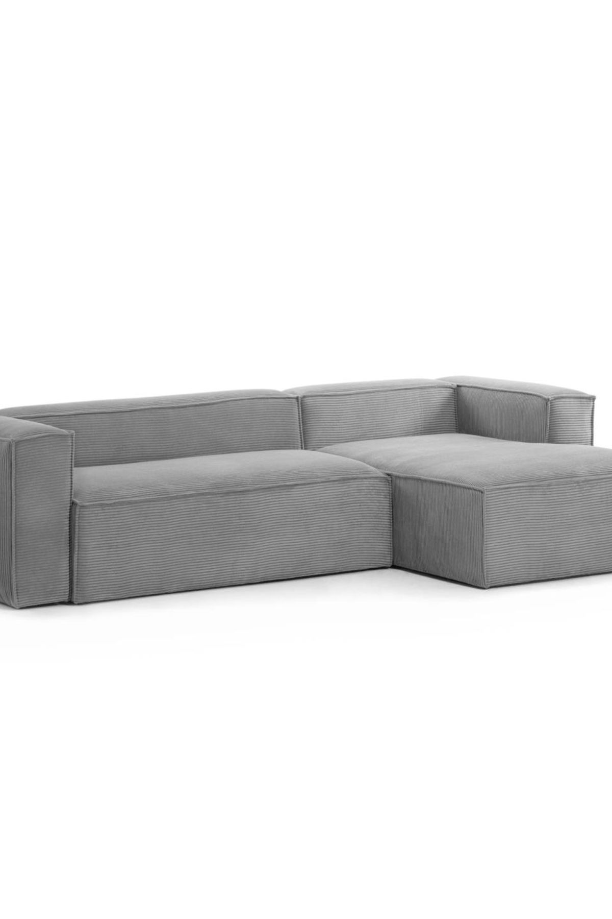 Blok 3 seater sofa with right chaise longue in grey corduroy by Kave Home