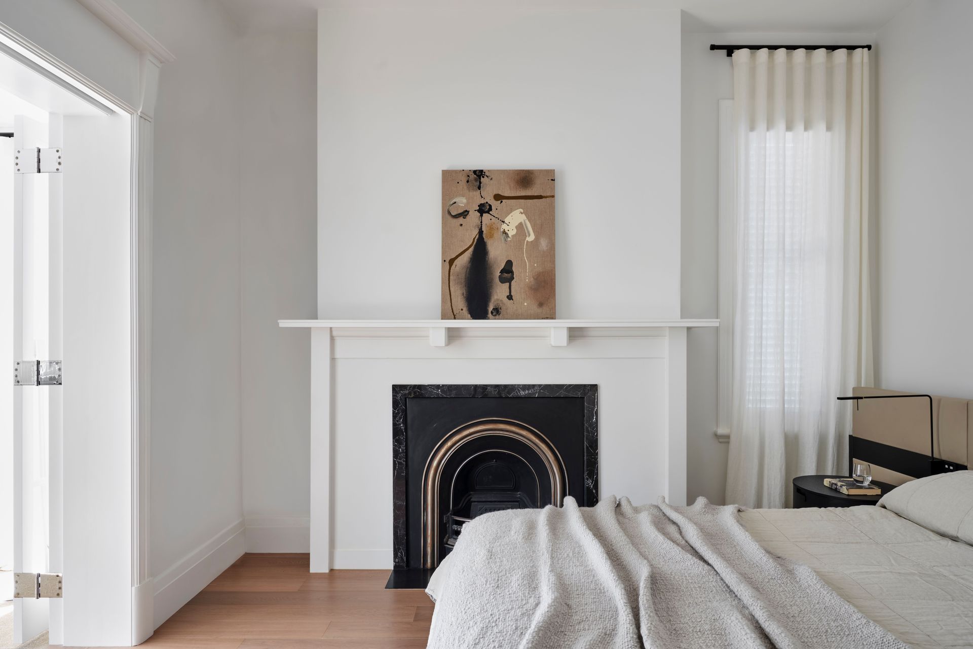 The master bedroom is light and airy.