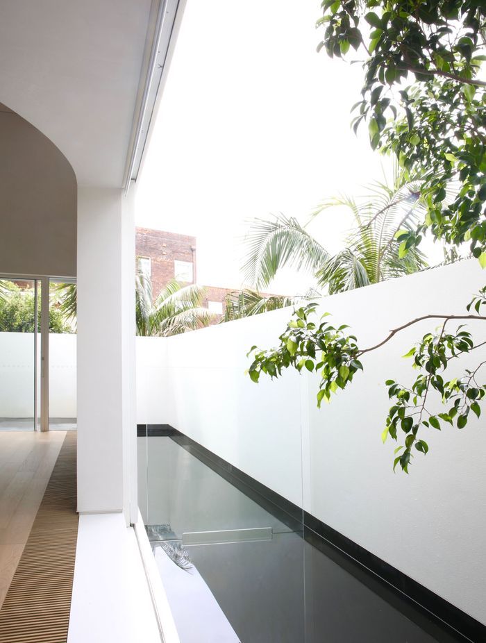 The narrow pool is a clever feat of engineering.