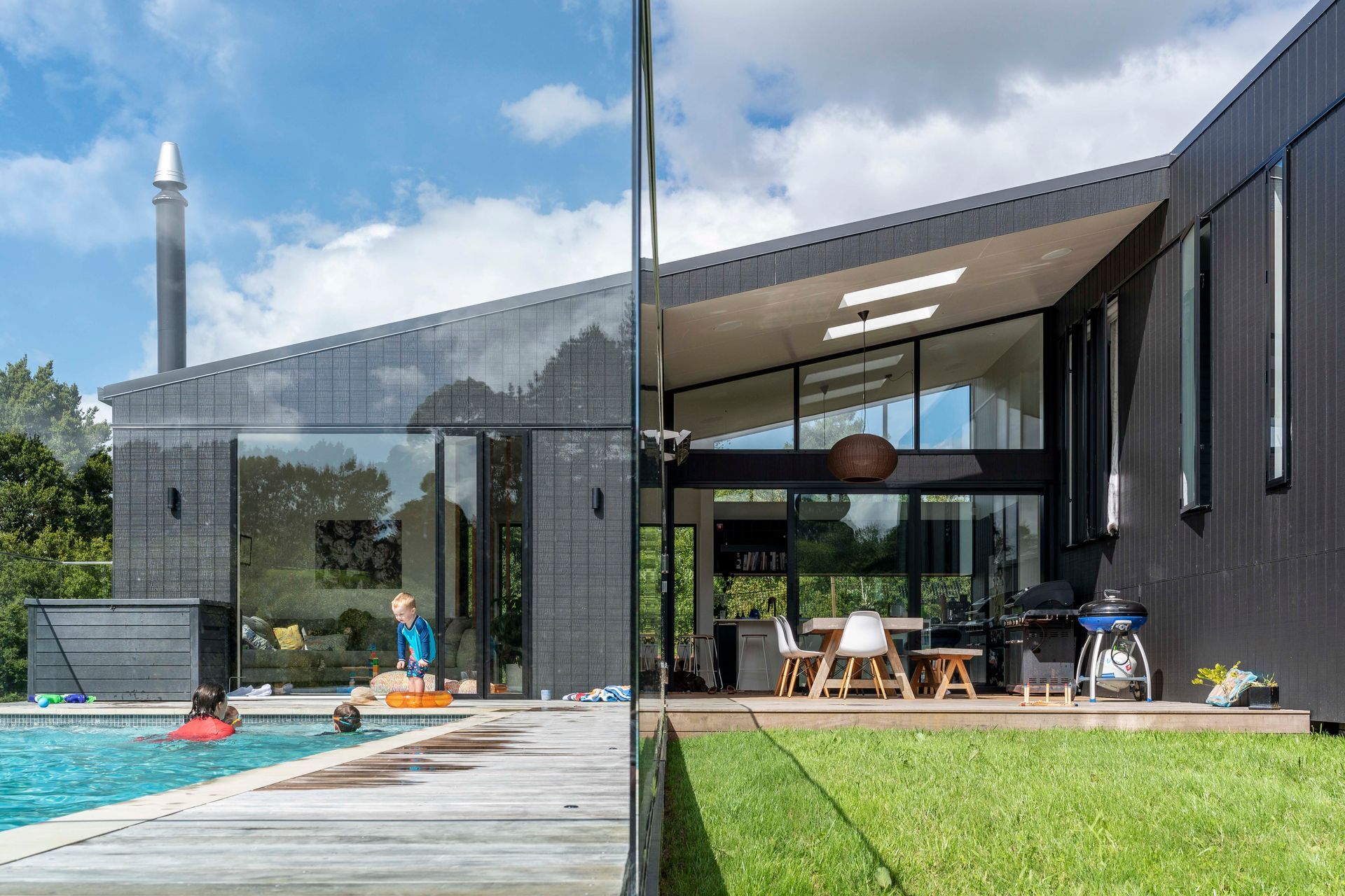 A second living room provides direct access to the pool.