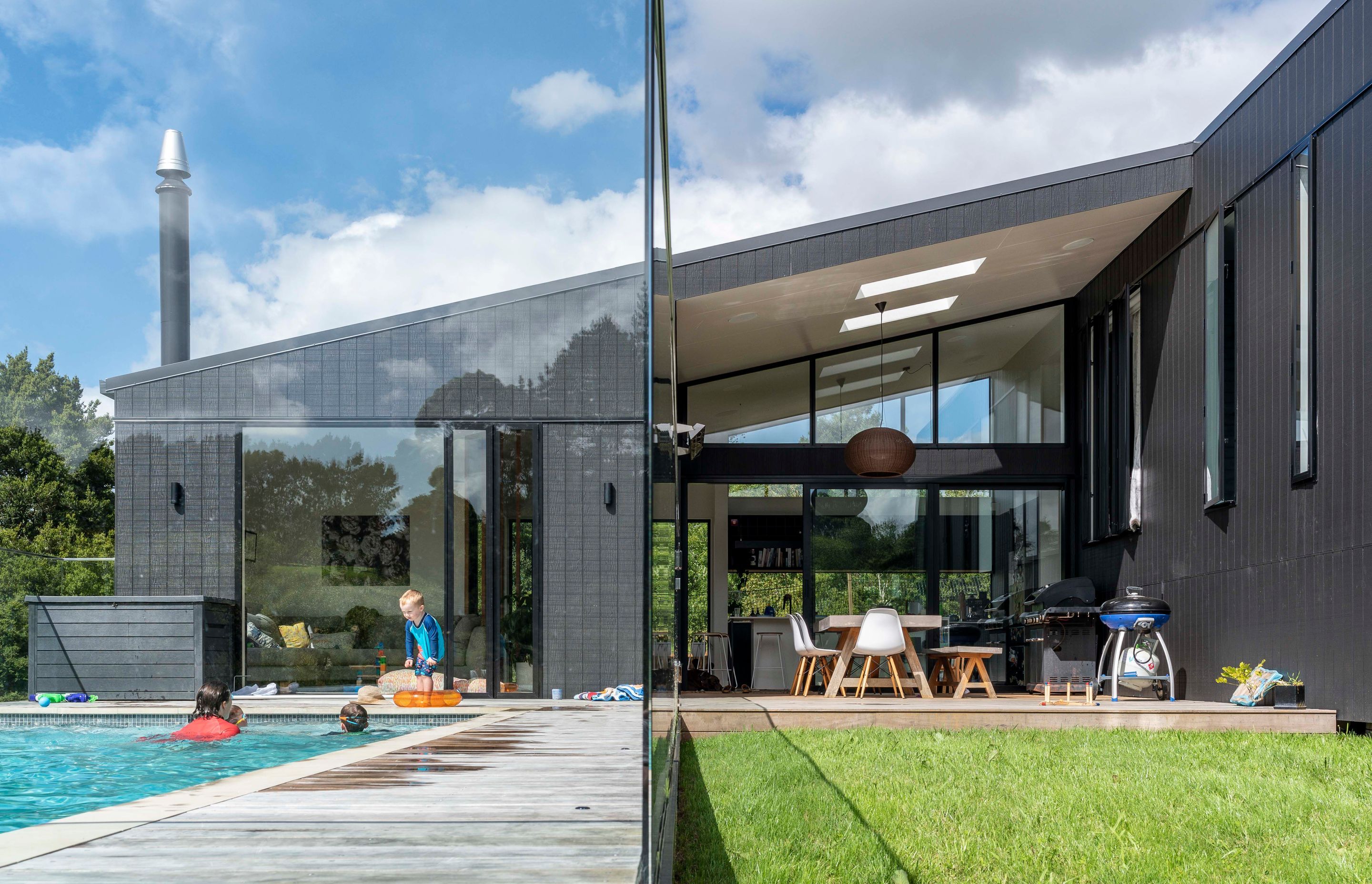 A second living room provides direct access to the pool.