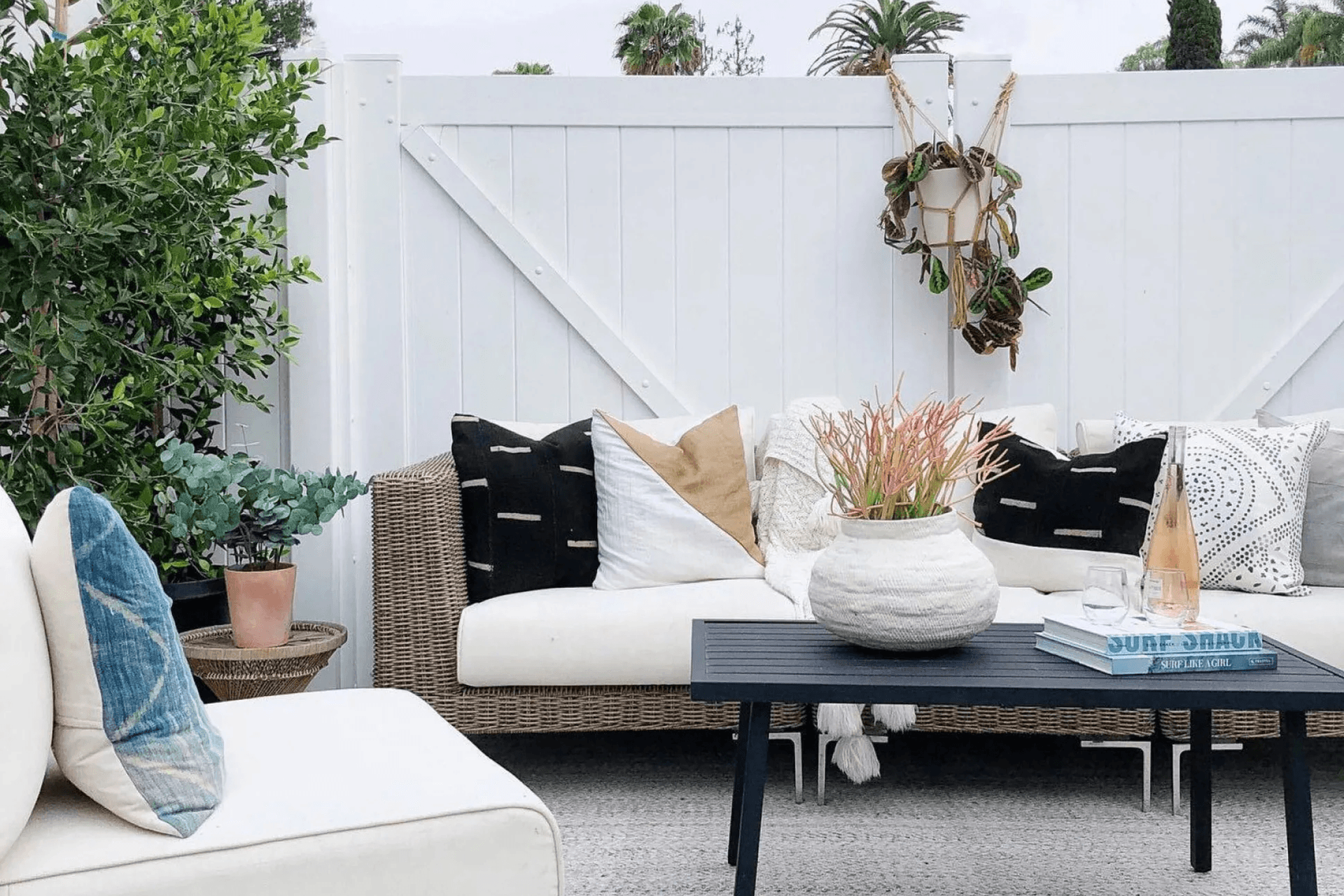 A stylish option like the 1188 Eco-Friendly Outdoor Rug in Sand Dune Beige can tie everything together