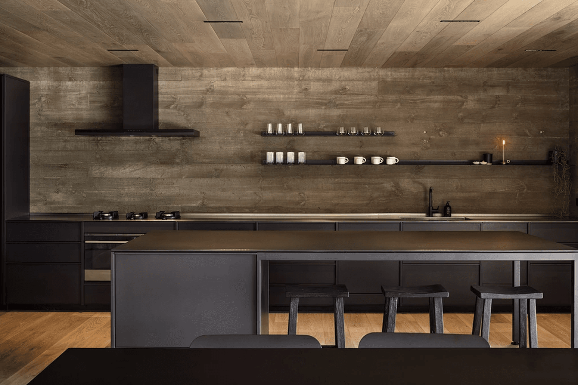 The steel kitchen by IMO Group is a favourite, says Fiona. “There are no fingerprints on it. The kids can bang things around. It's indestructible.” The stools are from Corcovado.