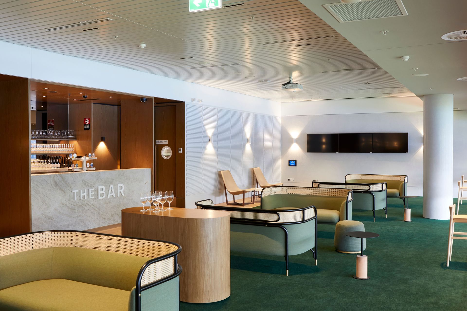 Furniture was selected based on its ability to be reconfigured to suit multiple situations.