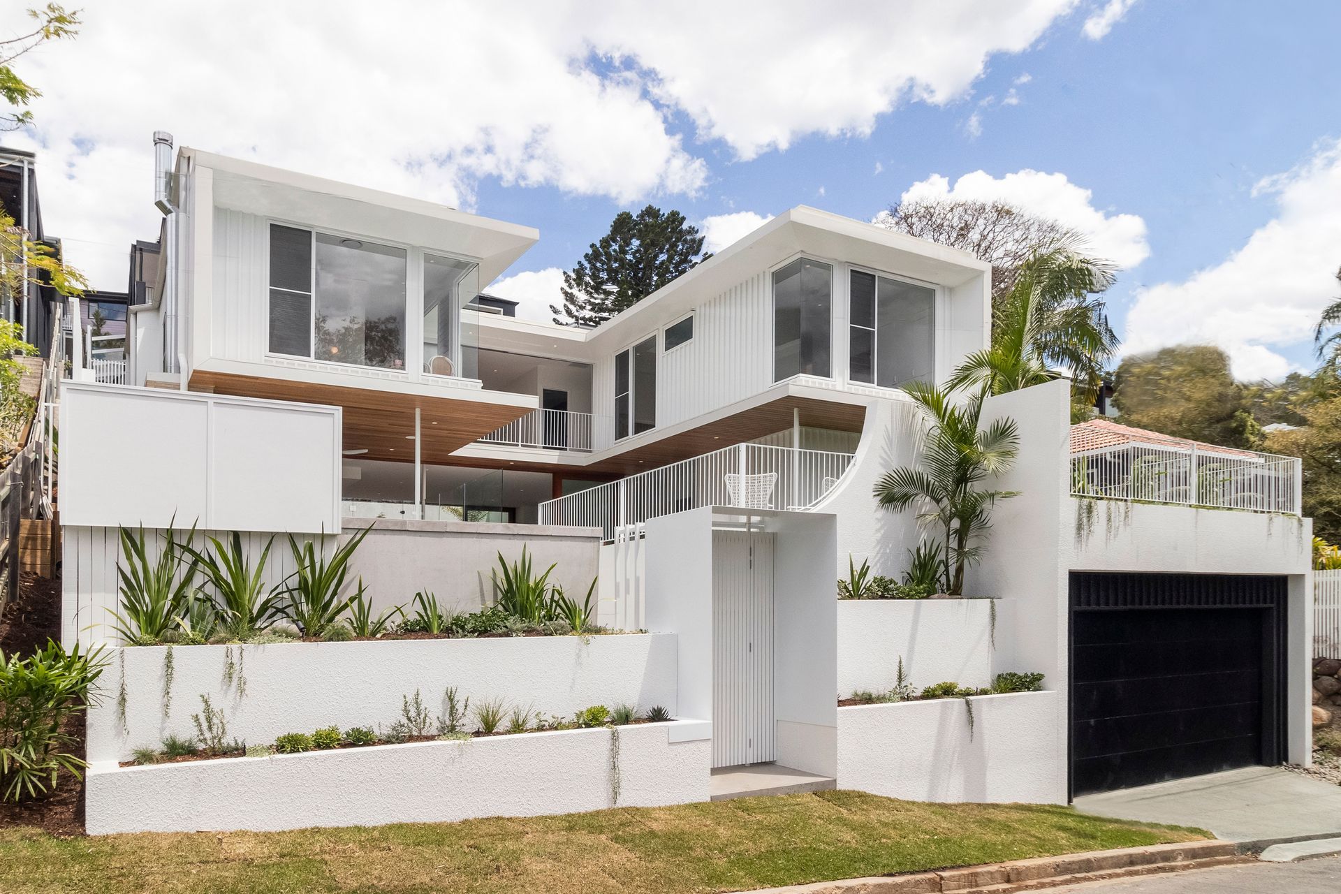 Creating a sense of privacy with the block's elevation, the Plunge pool sits above ground at the front of the property.