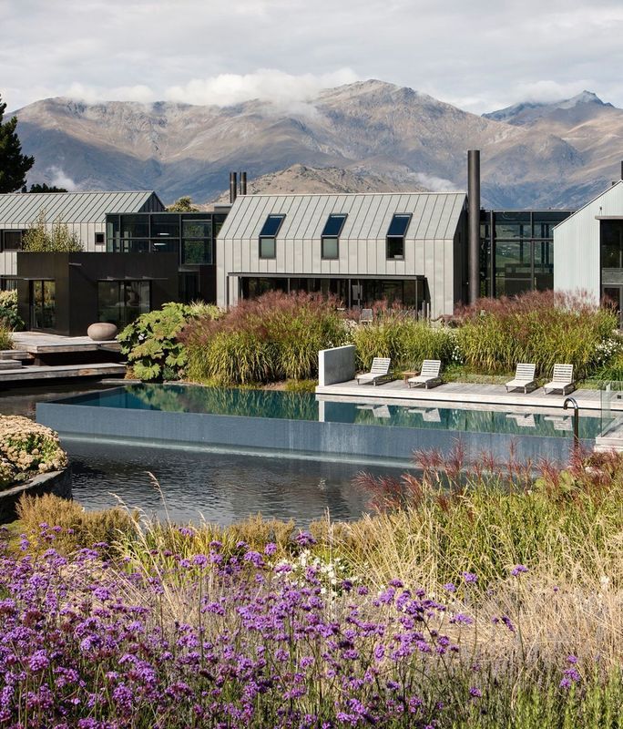 A jaw-dropping architectural swimming pool with panoramic views of the Southern Alps