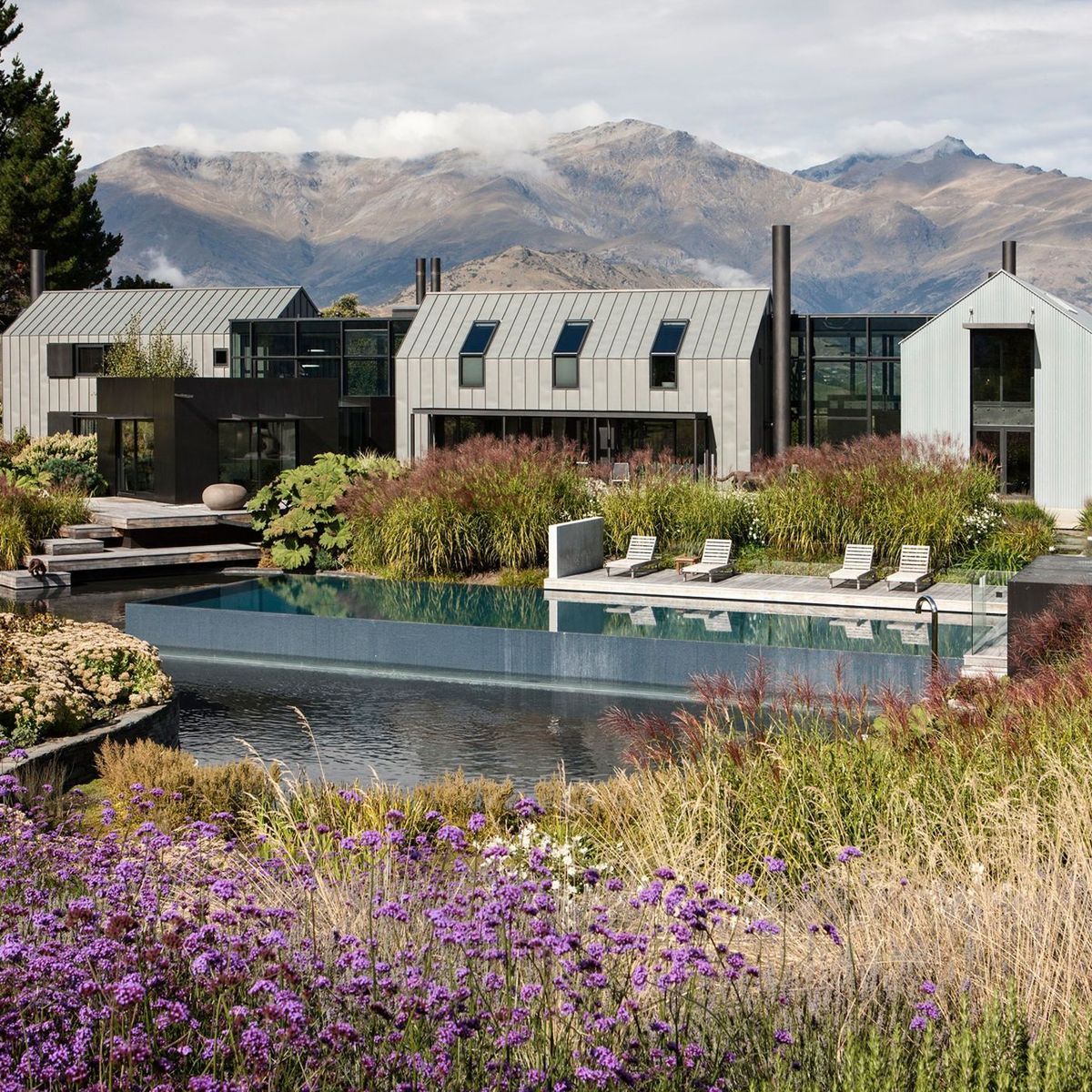 A jaw-dropping architectural swimming pool with panoramic views of the Southern Alps