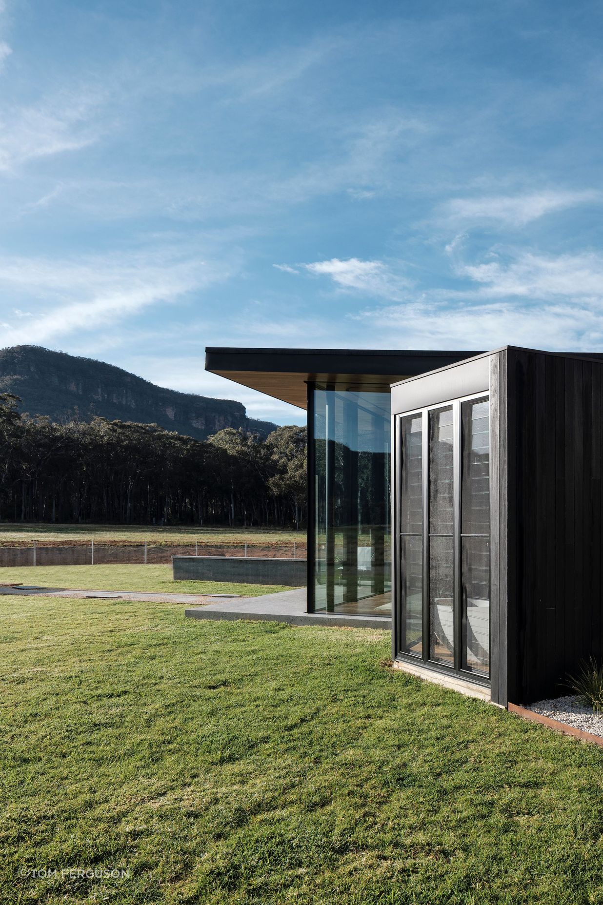 The design mimics the surrounding landscape.