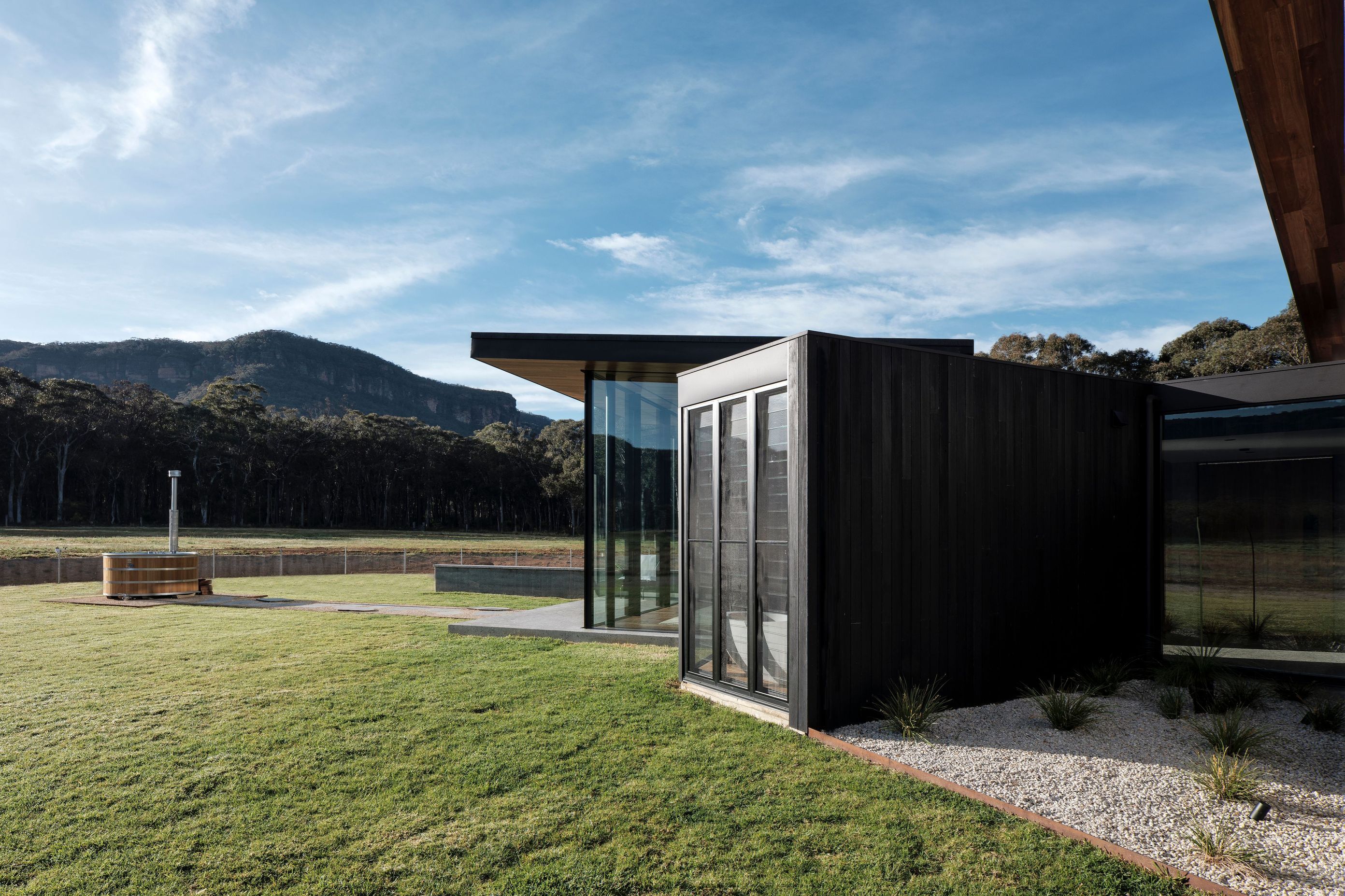 The design mimics the surrounding landscape.