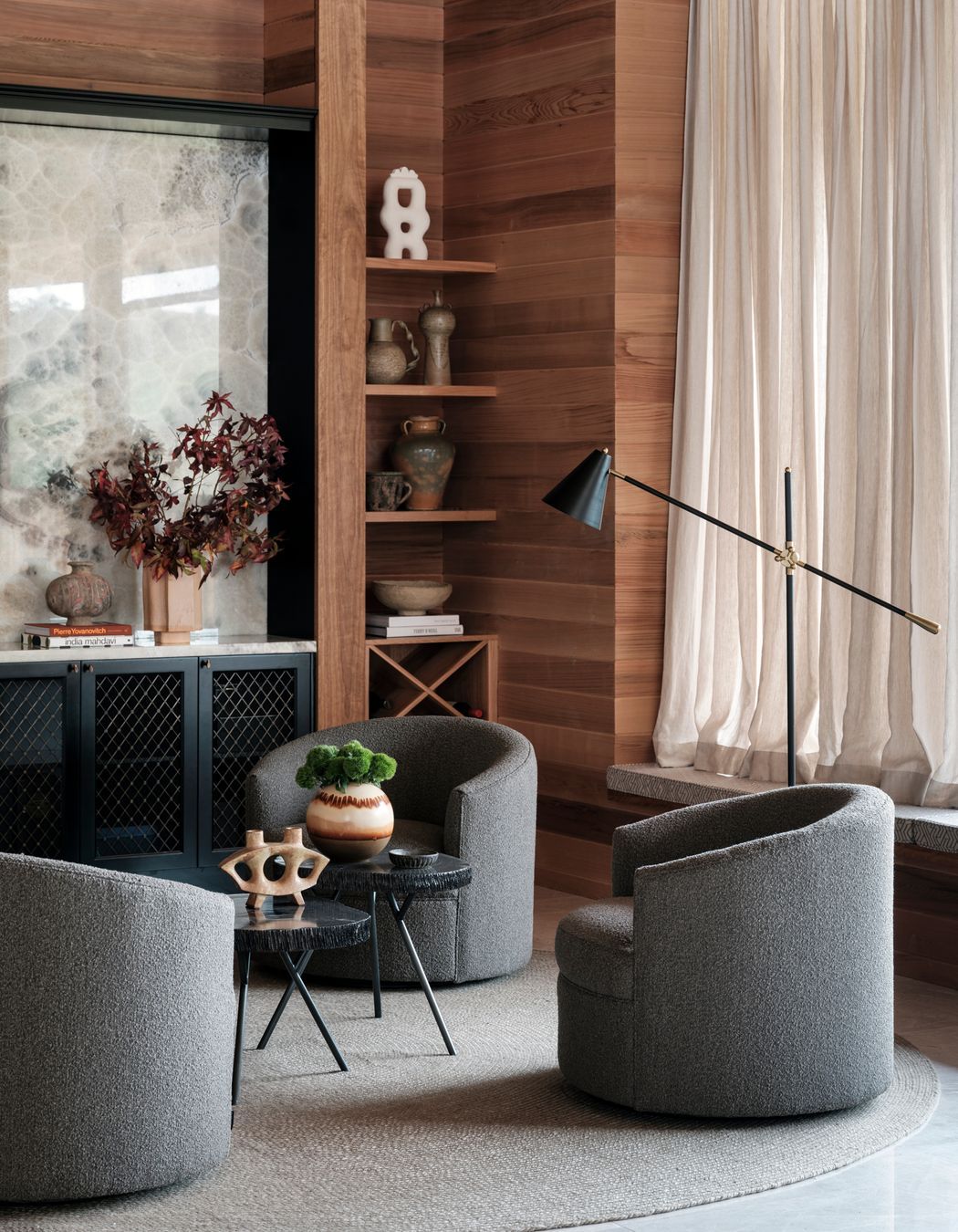 Vases from local brand Rudi Rocket and sculptures by ceramicist Stephanie Phillips add character.