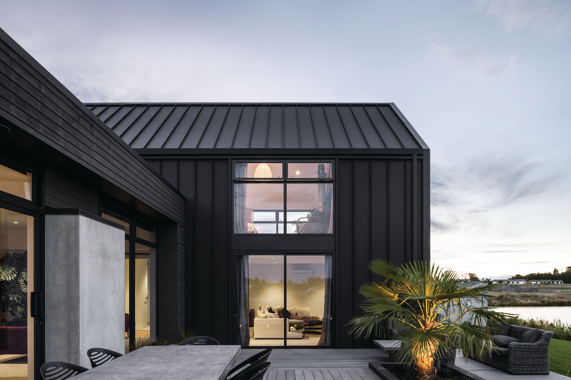 The design incorporates expansive open spaces and sheltered outdoor areas.