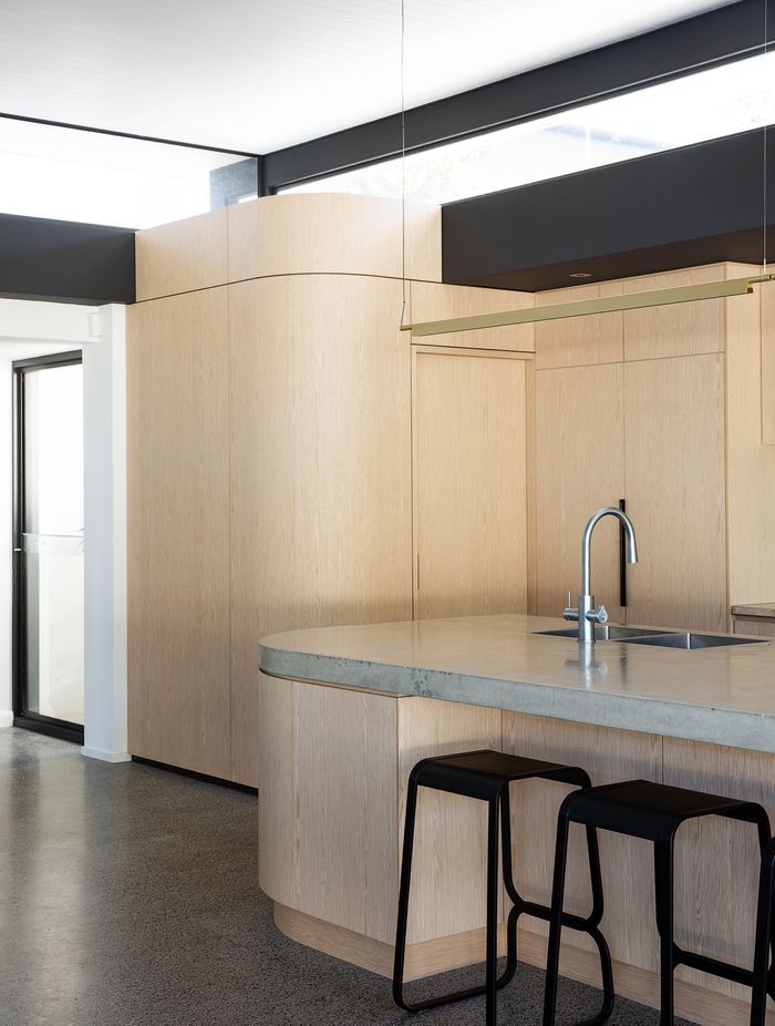 Clontarf Residence, Queensland: This residential project features Navlam Italian Oak, a pre-finished reconstructed timber veneer that achieves a warm oak tone throughout, inviting everyone into the space.