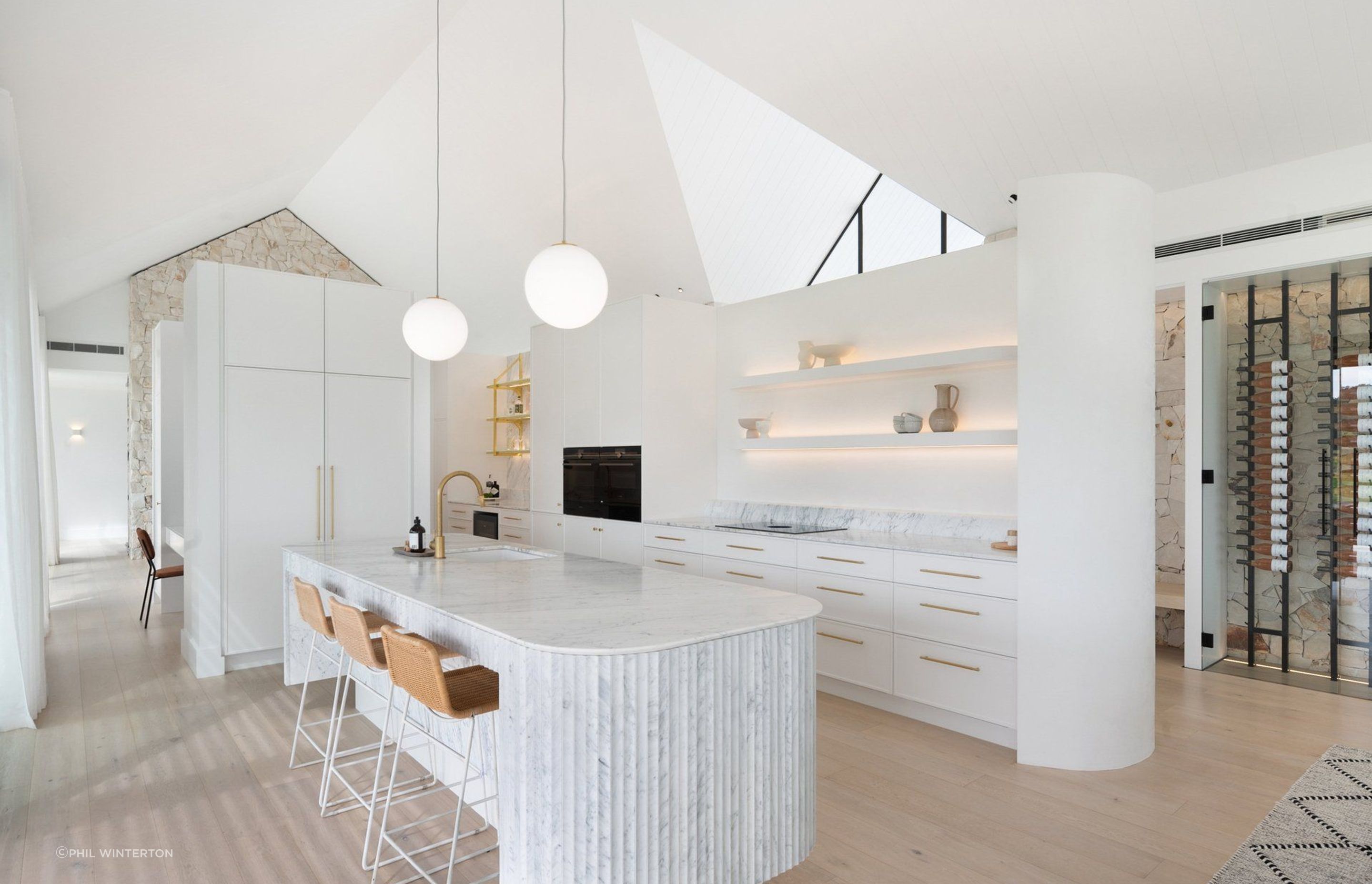 The galley-style kitchen.