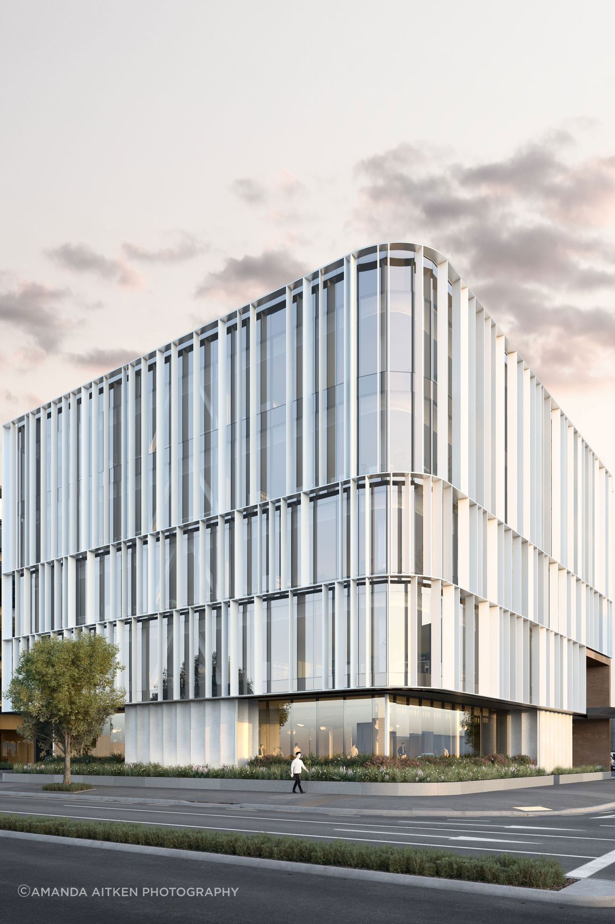 Rabobank Centre, the first building to be completed in the Union Square development. “Five commercial buildings and a car parking structure will form the overall development, which is half a city block on the south side of Hamilton,” says Sam Thomas of Chow:Hill Architects.