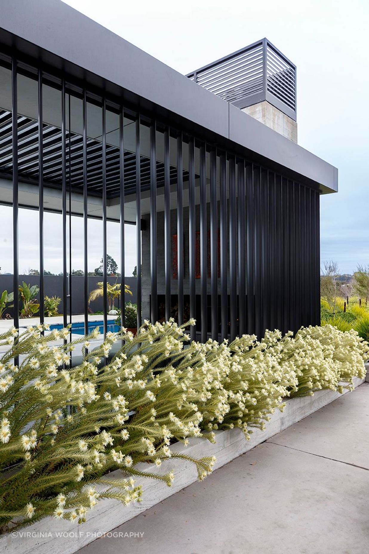 Louvres were installed throughout to help combat strong winds.