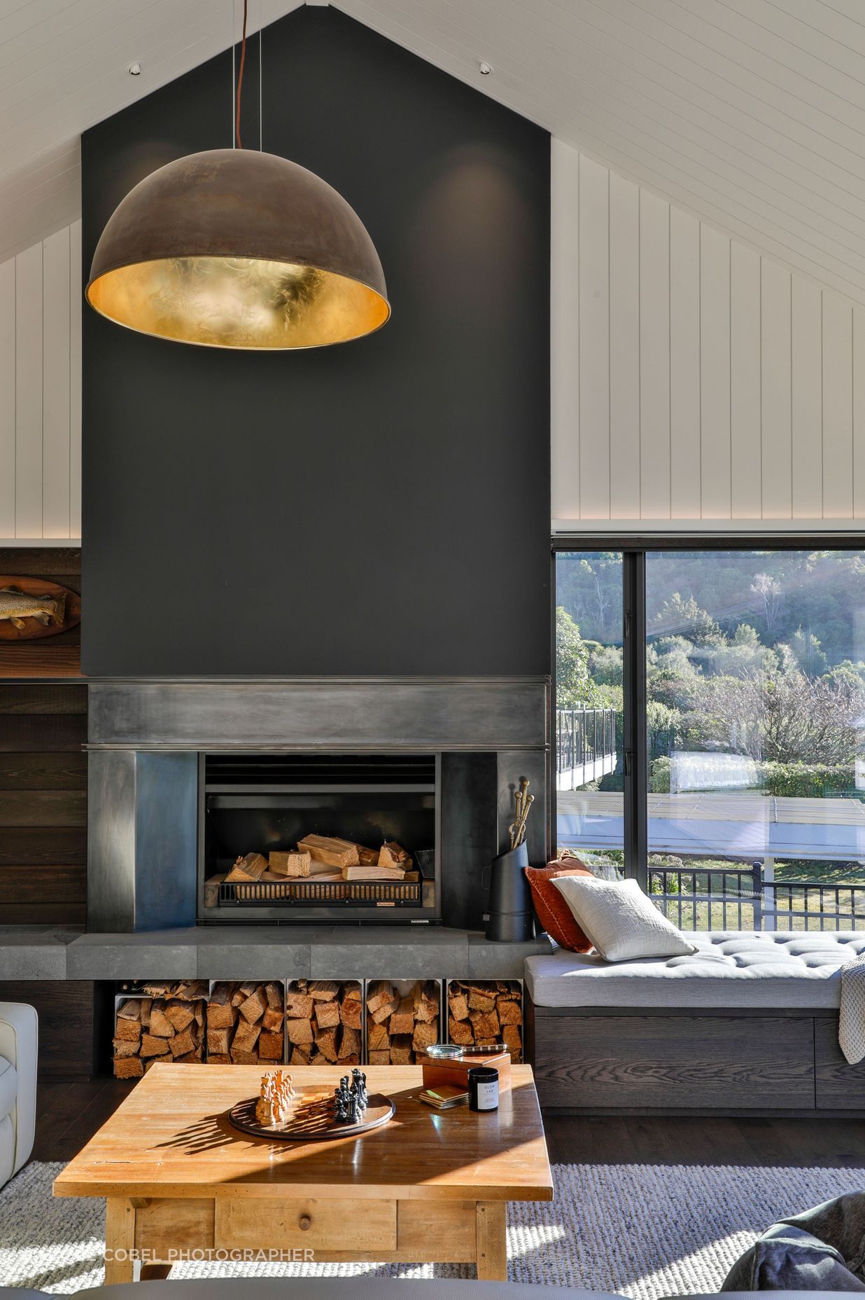 With a pitched ceiling, the living area is open but has been designed to incorporate smaller spaces – choose to lounge by the fire, sit by the window or venture into the sunroom.