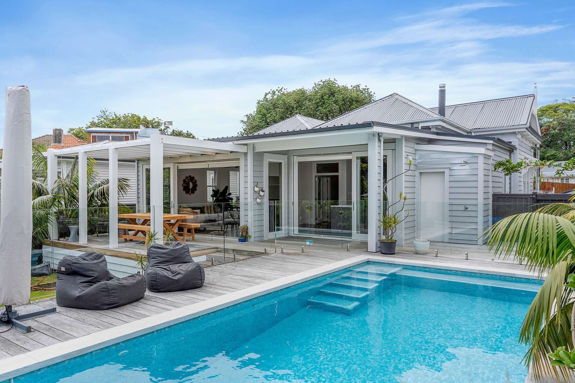 The alteration encompassed the outdoor area and pool.