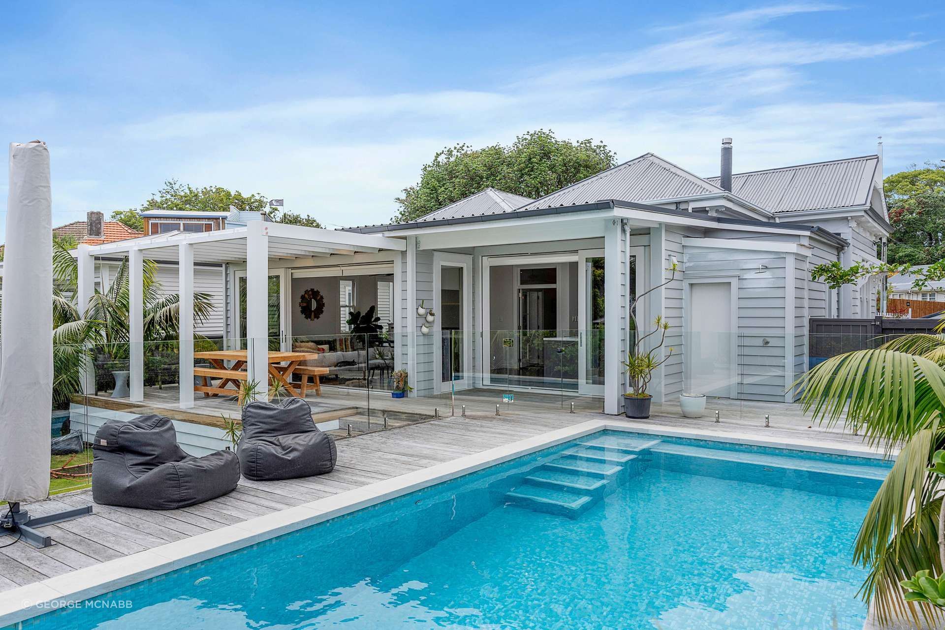 The alteration encompassed the outdoor area and pool.