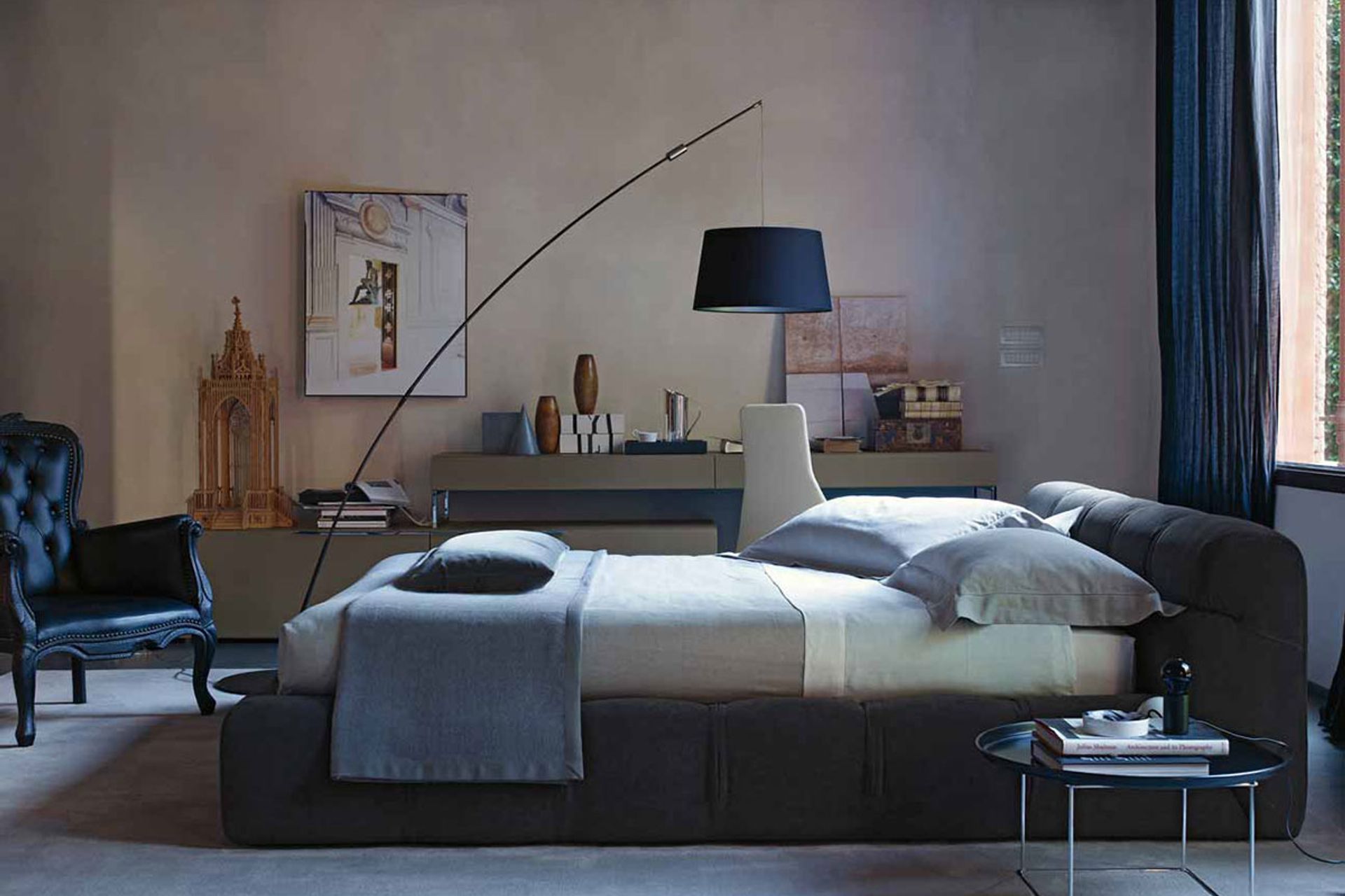 A well balanced colour palette can make all the difference as shown here with the Tufty Bed by B&B Italia.