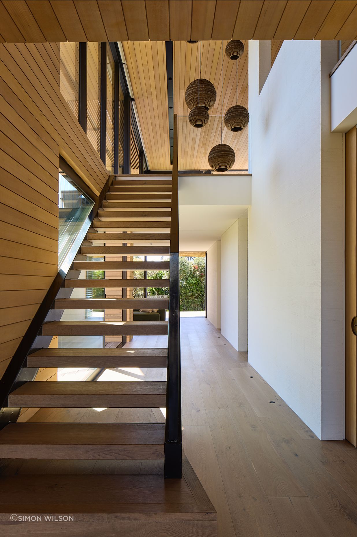 The cedar continues on the inside of the home.