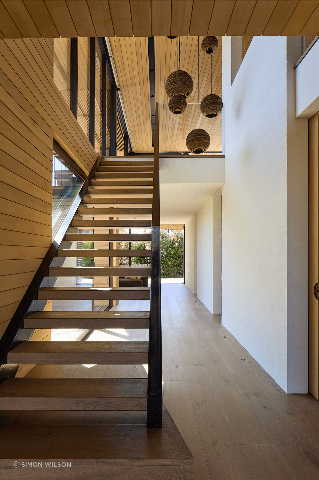 The cedar continues on the inside of the home.
