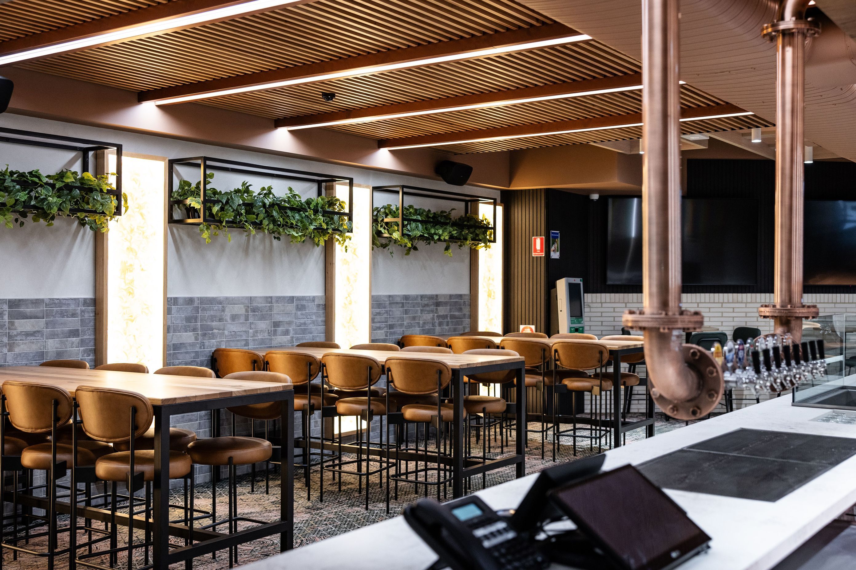 EMVY Design selected Screenwood acoustic PANELS in solid timber for the ceiling and foyer bulkheads to control reverberation and improve speech intelligibility.
