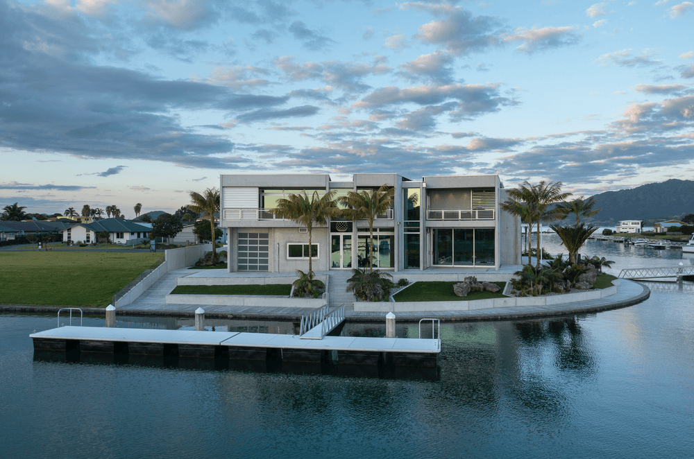 Championing the use of concrete, the Marsden Cove residence is suited to relaxed family living.
