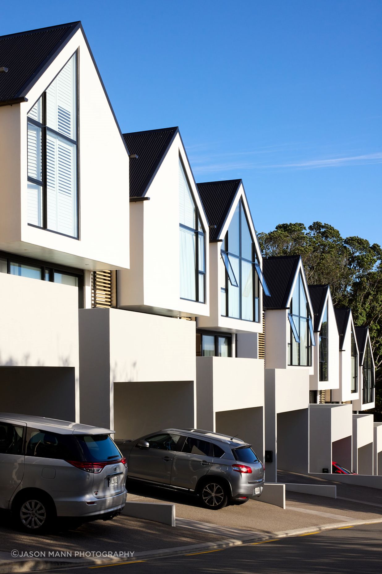 A plaster finish gives the houses warmth and texture.