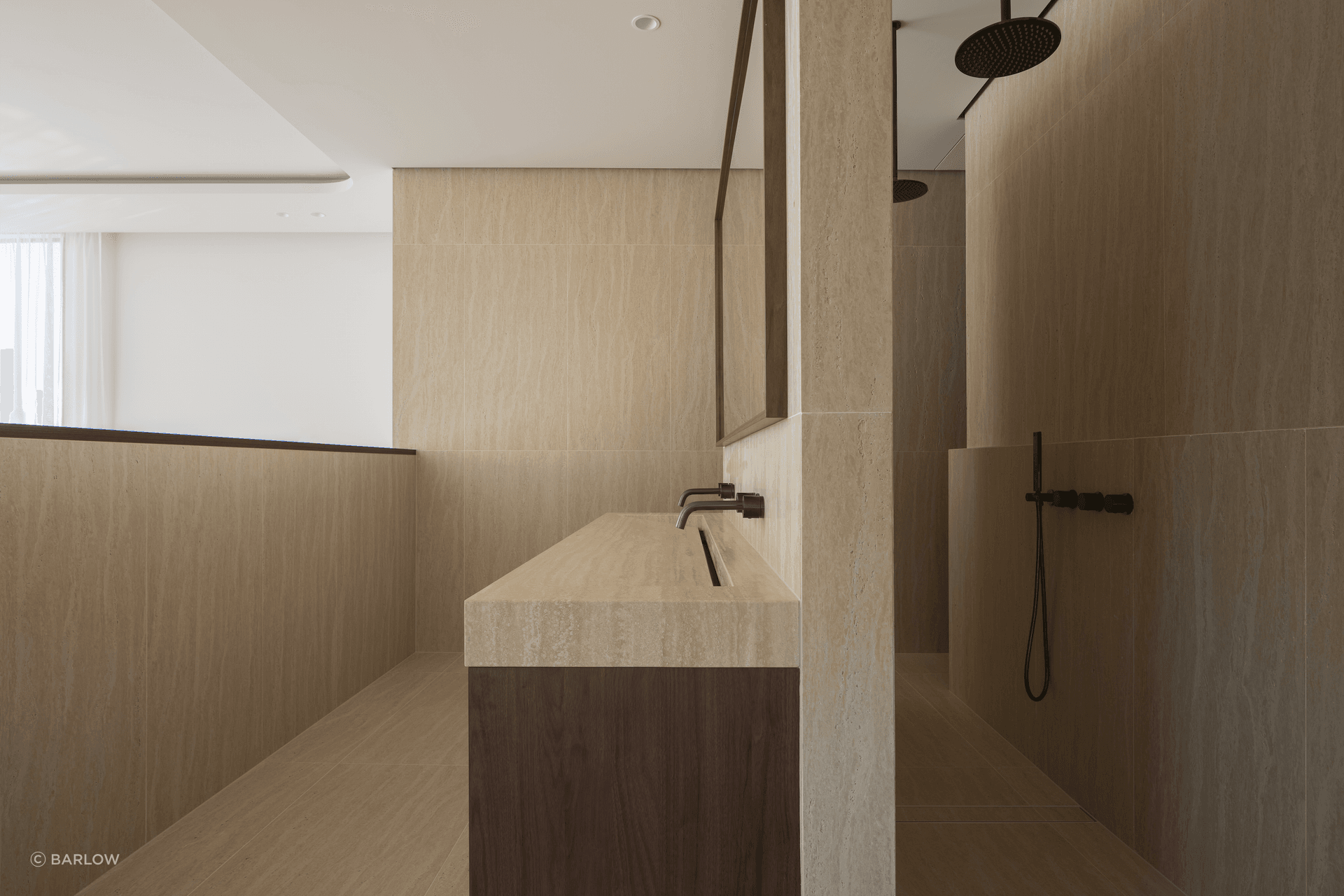 The vanity is minimal yet impactful in design.