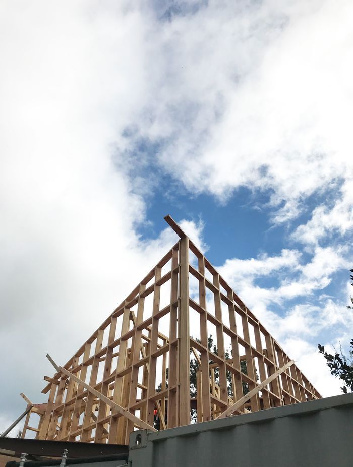 View of the second storey of Habitat stretching into the sky from the street-front.