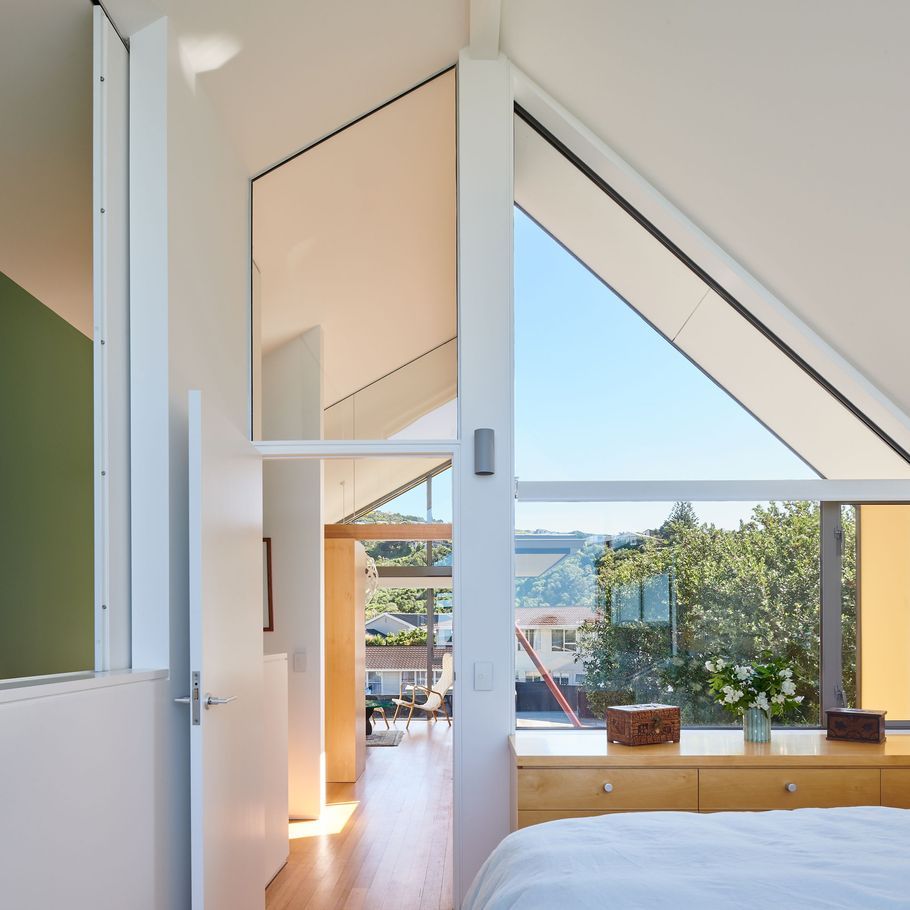 Gesturing towards the open beach