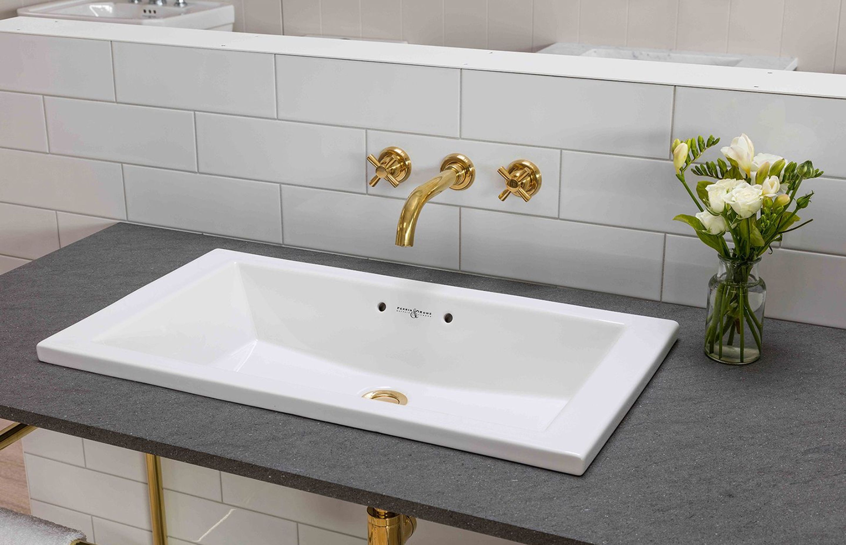 Perrin &amp; Rowe Contemporary top mounted rectangular basin