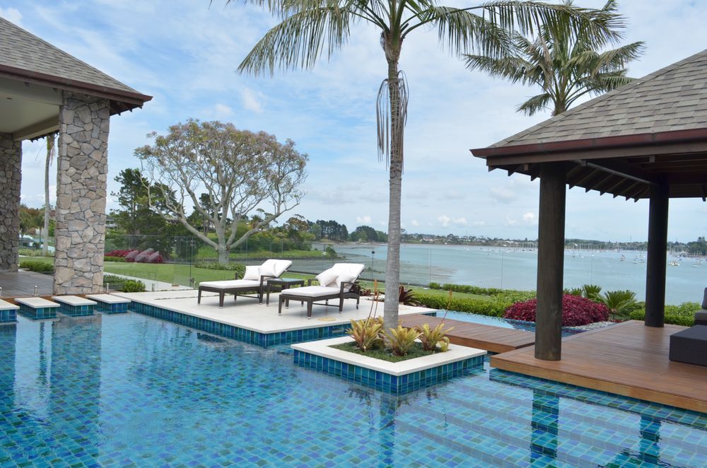 Create connections with the rest of the garden.  The lawn and planting inside this pool enclosure create a coherance and connection with the outer garden.